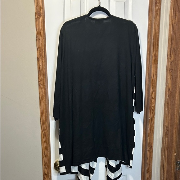 Avenue Black and White Striped Cardigan Sweater - Picture 5 of 5
